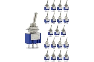 QWORK 20Stk Mini Kippschalter SPST AC 125V 6A ON-ON 3 Pins 2 Position für Auto Arduino LKW Boot (MTS102)