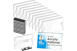 Faccito Magnet Namensschild Halter 90 x 54 mm Horizontaler Ausweishalter für Kleidung DIY Magnetische ID Kartenhalter Klares Acrylschild Anzeigehalter Druckbares Namensschild für Schule (30 Stück)