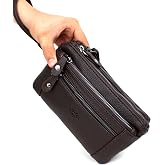 LEATHER,SE club 1993 MEN'S MULTI-COMPARTMENT BELT PORTFOLIO HANDBAG (BROWN)