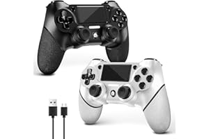 AceGamer 2 Pack Wireless Controller für PS4，Game Controller für PS4/Pro/Slim/PC，Gamepad Joystick mit Turbo/Zurück Taste/Dual Vibration/6-Achsen Gyro Sensor/Touchpanel (Schwarz und Weiß)