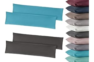 BaSaTex 2er Pack Jersey Kissenbezug Kissenhülle Kissenbezüge Seitenschläferkissen 35x160 cm 100% Baumwolle Altrosa