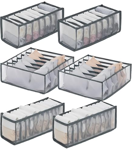 PFLYPF 2-delige denim lade-organizer, opvouwbare en wasbare lade-organizer met handgrepen en vakken, 7 vakken voor kleding, jeans, leggings, sokken, sjaals, T-shirts