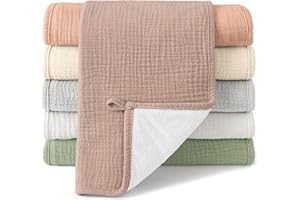 bearmoss Muslin Squares Cloths 100% Cotton Baby Burp Cloth 50x25CM Large Ultra-Absorbent Soft Baby Face Washcloths for Newborn Baby Boy and Girl, 5Pack