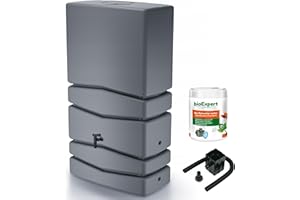 NOVECRAFTO Water Butt with Tap - Modern Tower Shaped- Grey 350L - Ideal for Gardens and Terraces, Saves Water and Promotes Plant Growth