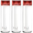 CELLO H2O Glass Fridge Water Bottle with Plastic Cap | Leak proof & break-proof | Wide mouth & Easy to Clean | Best Usage for Office/School/College | Set of 3, 920ml | Red