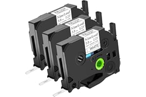 NineLeaf 3 Pack Compatible for Brother Heat Shrink Tube Label Tape 5.8mm HSe-211 HSe211 HS211 HS-211 HSE Black on White for P-Touch PT-E300 E500 E550W E800W P900 H500 Label Maker use in Cables Wires