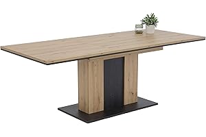 Hela Tische, Atlanta - Mesa de Comedor, Material a Partir de Madera, con Base Central, Revestimiento de Melamina, Diseño de Roble Artisan, Extensible, 160-210 X 90 X 75 Cm