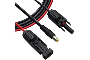 GINTOOYUN Conector solar a CC de 8 mm, macho y hembra a cable adaptador, impermeable, 16 AWG, convertidor para estación de alimentación y generadores solares