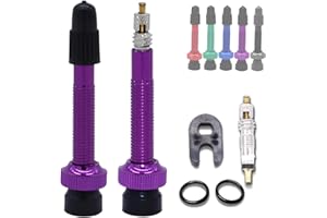 SOLIGAR Vanne Tubeless pour VTT 40 mm (2 pièces)-Vélos de route sans chambre avec Obus amovible - Remplissage facile de liquide anti-crevaison - Noyaux de valve Presta (violet)
