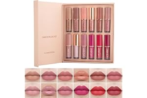 SOMGKIN Rossetto 12 pezzi Matte Liquid Lipgloss, Kit lucidalabbra opaco regalo per cosmetici a lunga durata impermeabile