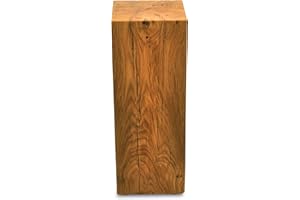 MS FACTORY Bloque de Roble de Madera Maciza - Cubo, Tronco de Madera - Mesa Auxiliar, Columna Decorativa, Soporte de Madera, Mesa de Madera, Base de Flores, Mesita de Noche - 15 x 15 x 50 cm
