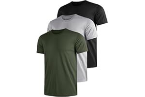UEEKO Lot De 3 T-Shirts De Sport à Manches Courtes pour Homme SéChage Rapide Respirant pour Le Fitness La Course à Pied
