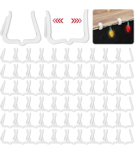 80 Ganci Per Luci Di Natale Da Grondaia – Clip In Plastica Bianca 5x2,3 Cm Per Esterni, Fissaggio Per Catene Luminose E Decorazioni