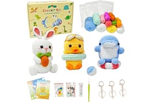 Lonsien Crochet Kit Principiantes de Animales Amigurumi Kit Guía en Español Incluida. e Instrucciones Paso a Paso en Vídeo para Adultos y Niños DIY y Tejido a Mano