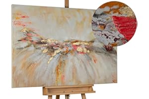 KunstLoft Leinwandbild | 100% HANDGEMALT | 120x80cm | Gemälde 'Ruhe vor dem Sturm' | Abstrakt | Weiß Beige | Wandbild Wohnzimmer