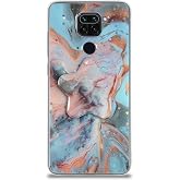 KZY İletişim Xiaomi Redmi Note 9 ile Uyumlu Kapak Mermer Desenli Pop Socketli Silikon Kılıf - Mercan