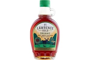 St Lawrence Gold Organic Maple Syrup 250ml - 330g Grade A, 100% Pure Canadian Amber Maple Syrup for Pancakes, Waffles, Coffee and Cocktails - Buttery, Caramel Taste - Gluten Free, Vegan