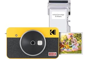 ‎KODAK Kodak Mini Shot 2 Retro 4PASS 2 w 1 aparat natychmiastowy i drukarka fotograficzna (5,3 x 8,6 cm) + 8 kartek, żółty