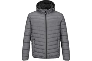 Outdoor Ventures Męska kurtka pikowana, wodoszczelna, chowana, lekka, wodoszczelna kurtka z kapturem, kurtka zimowa z kieszeniami