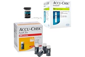 Accu Chek FastClix Lancets + Accu Chek - Strisce reattive istantanee, confezione da 204 lancette precaricate + 50 strisce reattive MG Living