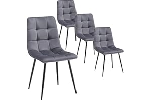 Deuline Esszimmerstühle Essstühle Samtbezug Polsterstuhl Esszimmer Stuhl Milano 4er-Set GRAU 521252