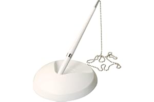 SHOP INC White Reception Pen On Chain With Stand + 3 Refills - Bank Desk Hotel Wedding