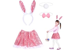 Fennoral 4pz Set Costume Animali Bambina Costumi Animali Bambini Costume per Travestimento da Animale-Fascia Papillon Coda Tutù Tulle-per Carnevale Halloween Imitazione Cosplay Festa Regalo