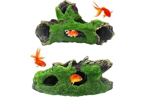 USYSGT Decoración de Acuario, 2 Piezas Tronco Decorativa para Acuario de Resina Adorno para Acuario Decoración de Cuevas Artificiales Acuario Decoracion Ideal para Pequeños Peces Camarón