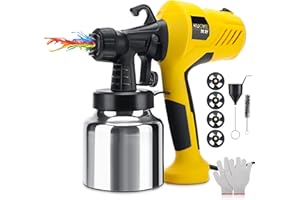 Aytop Paint Sprayer, Electric Spray Gun with 4 Nozzles 3 Patterns Fence Paint Sprayer with Adjustable Valve 800ML Detachable Aluminum Container Handheld Paint Sprayer for Ceiling Cabinets Wall(Yellow)