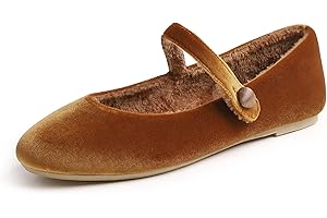 Feversole Women's Mary Jane Fashion，Scarpe Basse Classiche da Donna Décolleté Eleganti Mary Jane con Fibbia Morbida Scarpe da Ballo per Velvet per Donna