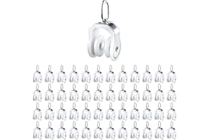 DDHOMIN 48 PCS Twin Wheeled Curtain Track Rollers Pulleys,Drapery Rail Sliding Glider for 11-Millimetre Rail (Stainless Steel)