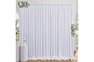 3 m x 3 m tjock vit bakgrundsgardin för fester, 2 paneler vit polyester bröllopsbakgrundsgardiner för födelsedag fotograferin