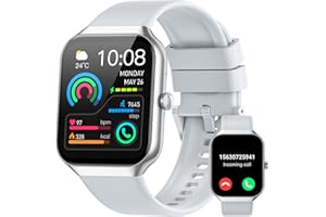 JUGEMAN Smartwatch Uomo Donna,1.96" Orologio Smartwatch con Effettua/Risposta Chiamate,113+Sportive Smart Watch con Contapassi/24H Sonno Cardiofrequenzimetro, Impermeabil IP68,Tracker per Android iOS Silver