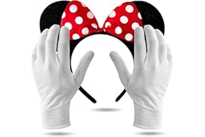 COSTUMED 2er Set Minnie Maus Ohren – Kostüm Set mit Handschuhen und Mausohren für Damen an Fasching & Karneval