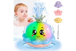 PQETBV Giocattolo da Bagno per Bambini, Octopus LED Giochi Bagnetto Neonato, Octopus Giocattolo per il Bagnetto, Polpo Getto d'acqua Automatico a Induzione Giochi da Bagno Bambini(Blu)