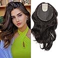 YAMI 14-Inch Remy Human Hair Topper for Women With Thinning Hair - Skin Scalp Real Human Hair (Dark Brown)
