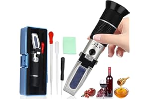 YUJUVI Rifrattometro Wine 2 in 1 Brix Alcool Rifrattometro Beer Wort Alcool 0-25% Brix 0-40 con Funzione ATC per Wine Beer Wort Alcool