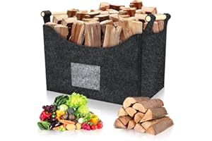 COYBTO Borsa in Feltro per Legna da Ardere, Borsa Pieghevole per Camino Borsa per Legna Ardere, Cesta portalegna e portaoggetti in Feltro Grande e Spessa per Legna da Ardere, Verdure, Giornali, Giocattoli