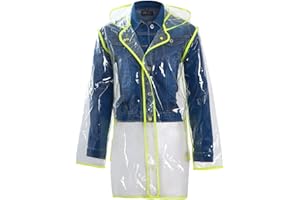 shelikes Womens Ladies Girls Transparent Clear Black Waterproof Raincoat Rain Mac