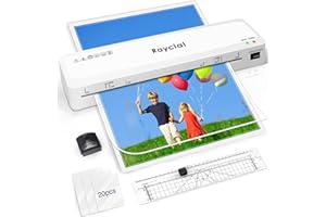 RAYCIAL Plastificatrice A3，Plastificatrice a caldo e a freddo for A3 A4 A5 A6，Riscaldamento rapido di 90s con Accessori Inclusi 20 Sacchetti,Taglierino e Arrotondatore, per l'uso in casa e in ufficio.