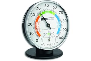TFA Dostmann Präzisions Thermo-Hygrometer, 45.2033, zur Raumklimakontrolle, analog, mit Komfortzonen, Kontrolle von Temperatur und Luftfeuchtigkeit, Luftfeuchtigkeitsmesser, weiß