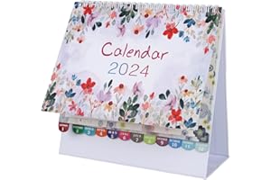 VALICAER 2024 Desk Calendar, 12 Months Calendar from January 2024 to December 2024, Standing Flip Desktop Calendar with To Do Lists Monthly Desktop Calendar with Twin Wire Binding 20.5 x 20.5cm (Style 2)