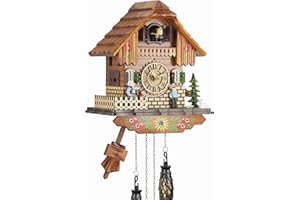 Eble 60830000 - Reloj de cuco de madera auténtica, mecanismo de cuarzo con pilas, con música, casita de Heidi II, 25 cm, 60830000