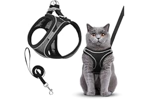 DYMHQ Atmungsaktiv Katzen Geschirr Set, Hunde Ausbruchsicher Reflektierend Geschirr, Dauerhaft Verstellbares Katzengeschirr mit Leine, Breathable Puppy Harness for Outdoor Walks (XXS)