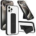 INFOSUN for iPhone 15 Pro Max Case Stand Cover Matte Cases with Frosted Back Hand Grip Kickstand Cover Holder Shockproof Translucent Design for iPhone 15 Pro Max (2023) (Black)