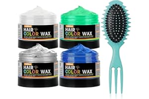 WOZUTUNT 4 PCS Cire Colorante Temporaire Pour Cheveux Cire Colorante Naturelle – Pommade Coiffante Facile à Laver Avec Des Résultats Instantanés Et Une Tenue Longue Durée(Blanc/Gris/Vert/Bleu)
