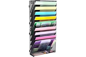 HMXLJJY 11 Tier A4 Mesh Wall File Holder Organiser, Document Holder, Mail Magazine Storage Rack for Office Home, Black