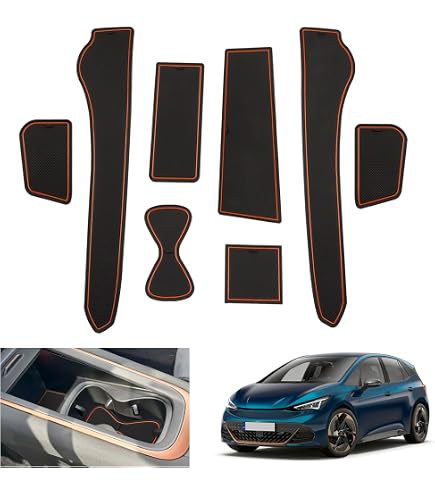 GAFAT Tappetini Antiscivolo Per Cupra Born 2022-2024 - Set Gomma PVC Per Console, Bracciolo E Portiere - Nero