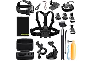 EDOSETEK Action Camera Accessory Kit, Action Camera Accessories for GoPro Hero 13 12 11 10 9, DJI OSMO 4 3 2, AKASO EK7000, WOLFANG, IDJI OSMO 4 3 2 Insta360 X3 X2 GO 3 with Case