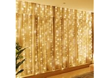 HXWEIYE 300LED Guirlande Lumineuse Rideau Blanc chaud Rideau Lumineux 3m*3m 8 Modes d'Eclairage USB Télécommande avec Minuter